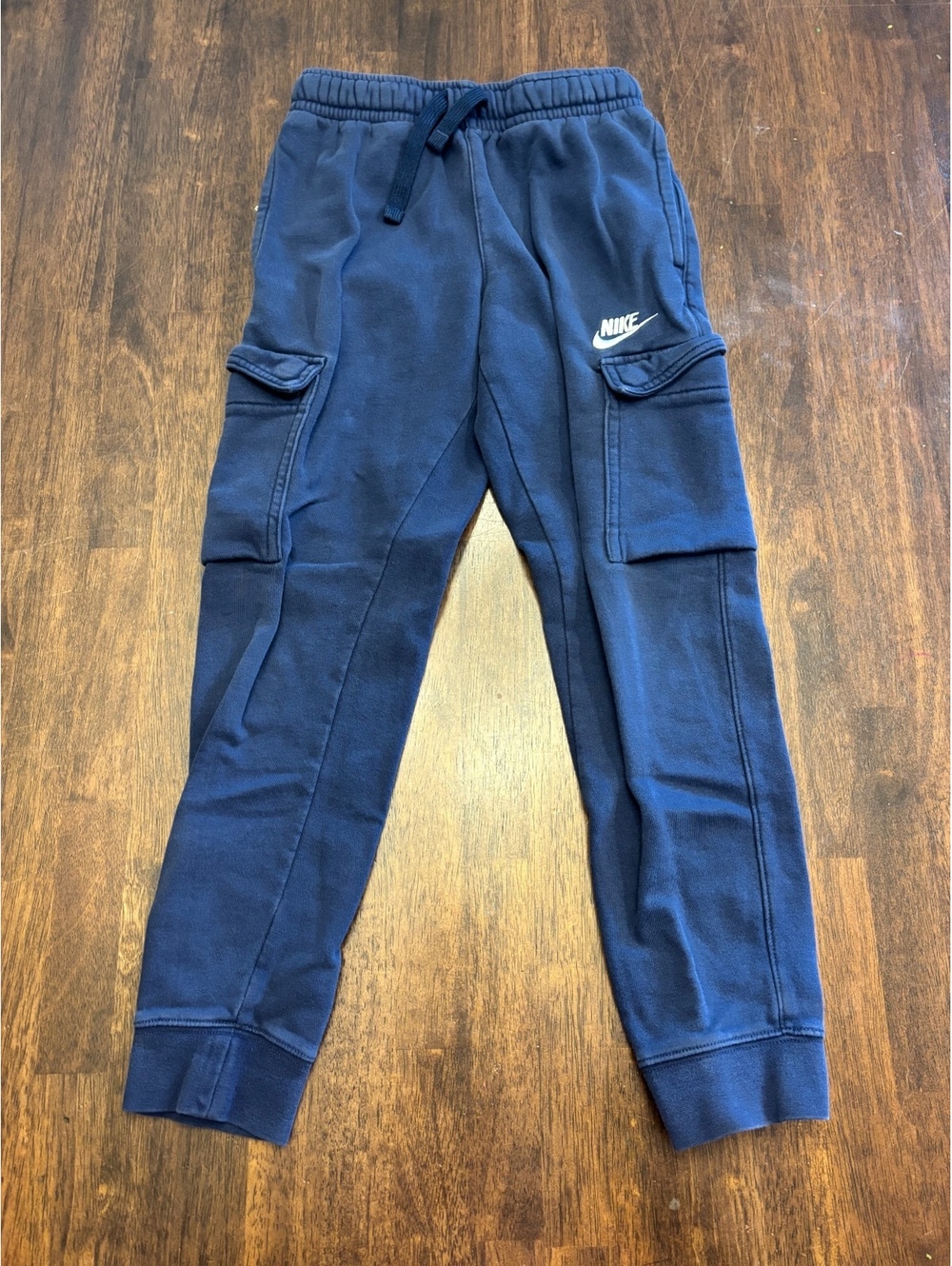 Nike Kids Navy Fleece Cargo Jogger Sweatpants Size Small S Drawstring